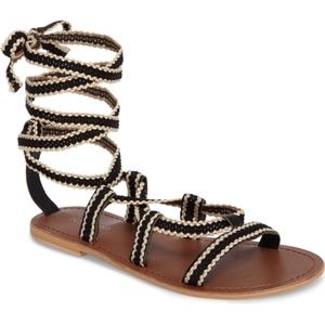TOPSHOP Hacienda Wrap Around Sandal Black Size 7.5